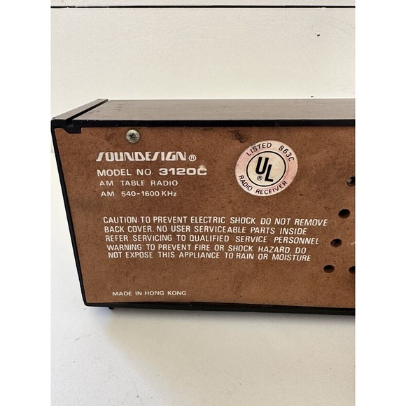 Vintage Soundesign 3120C Table Top AM Radio Simulated Wood - Tested - Picture 5 of 9